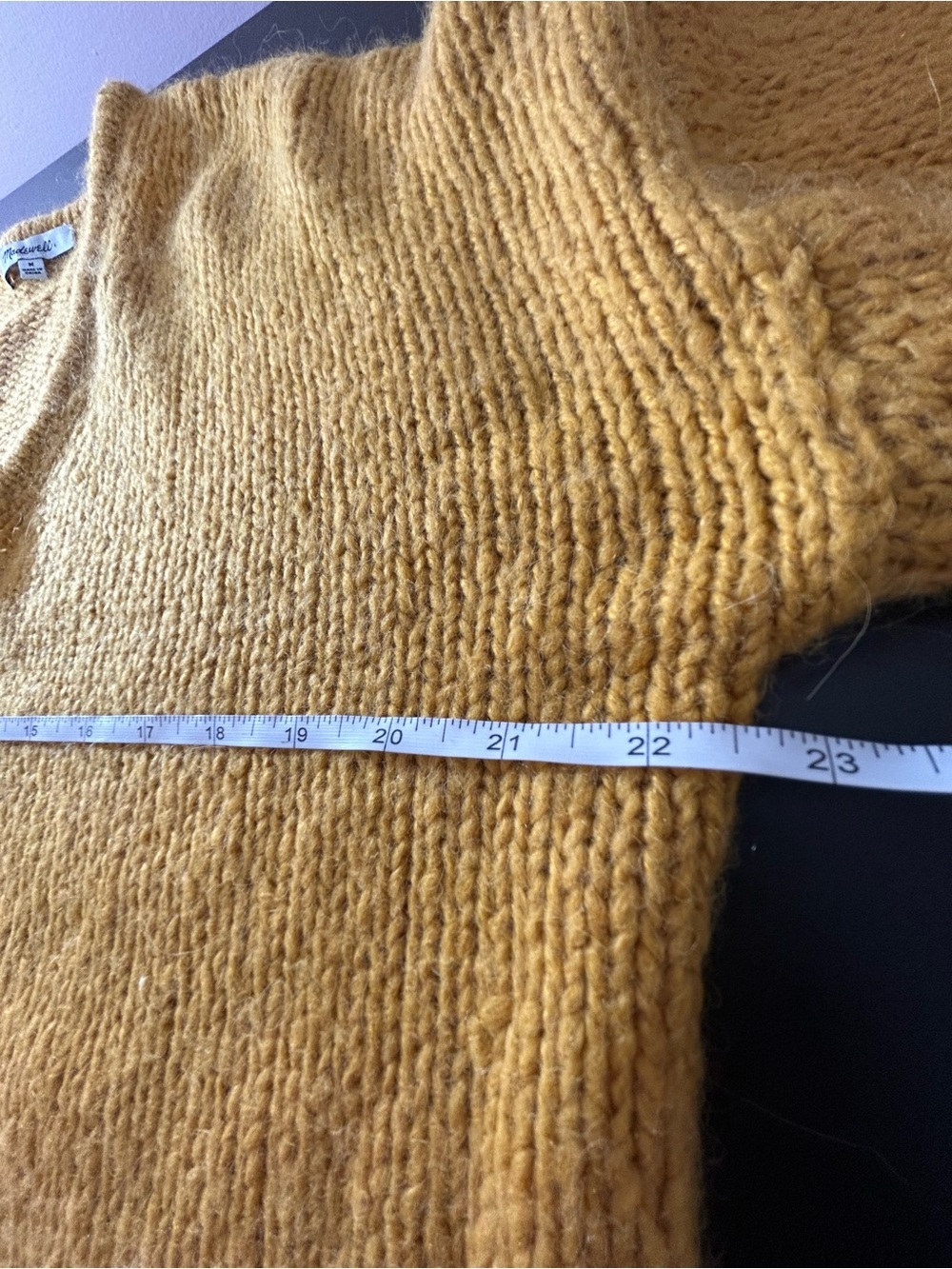 Madewell Balloon Sleeve V-Neck Pullover Sweater Mustard Yellow Alpaca Blend M - Picture 6 of 7